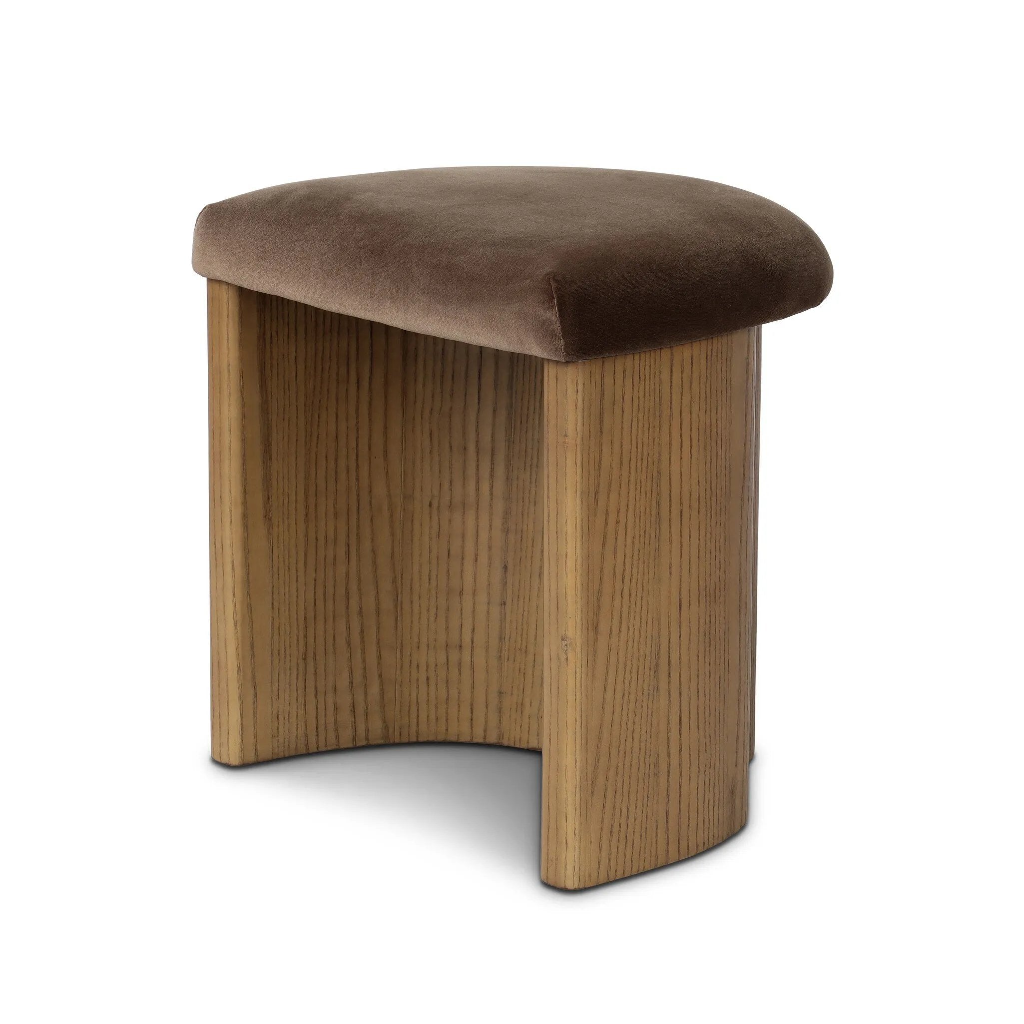 This unique accent stool makes a shapely statement in any room, with a wishbone-shaped base of amber-finished ash veneer and velvety cotton seat.As enthusiasts of modern aesthetics at Amethyst, we love the designer inspired Karick Accent Stool - Surrey Mink. This item pairs well with other brands such as Loloi Rugs and is perfect for modern homes Amethyst Home provides interior design, new home construction design consulting, vintage area rugs, and lighting in the Tampa metro area.