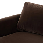 Float-style this unique sofa in a room to show off design details like sleek lines and rear cutouts. Designed with S spring construction, foam and fiber seat cushioning and loose feather-blend back cushions. Upholstered in a soft, velvety cotton. Amethyst Home provides interior design, new home construction design consulting, vintage area rugs, and lighting in the Austin metro area.