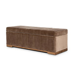 Picture this contemporary yet timeless trunk at the foot of your bed, for storage of extra linens, clothing or throw pillows. This soft, structured piece features a velvety fabric with vertical channel tufting. All grounded by a solid oak base. Amethyst Home provides interior design, new home construction design consulting, vintage area rugs, and lighting in the Des Moines metro area.
