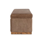 Picture this contemporary yet timeless trunk at the foot of your bed, for storage of extra linens, clothing or throw pillows. This soft, structured piece features a velvety fabric with vertical channel tufting. All grounded by a solid oak base. Amethyst Home provides interior design, new home construction design consulting, vintage area rugs, and lighting in the Newport Beach metro area.