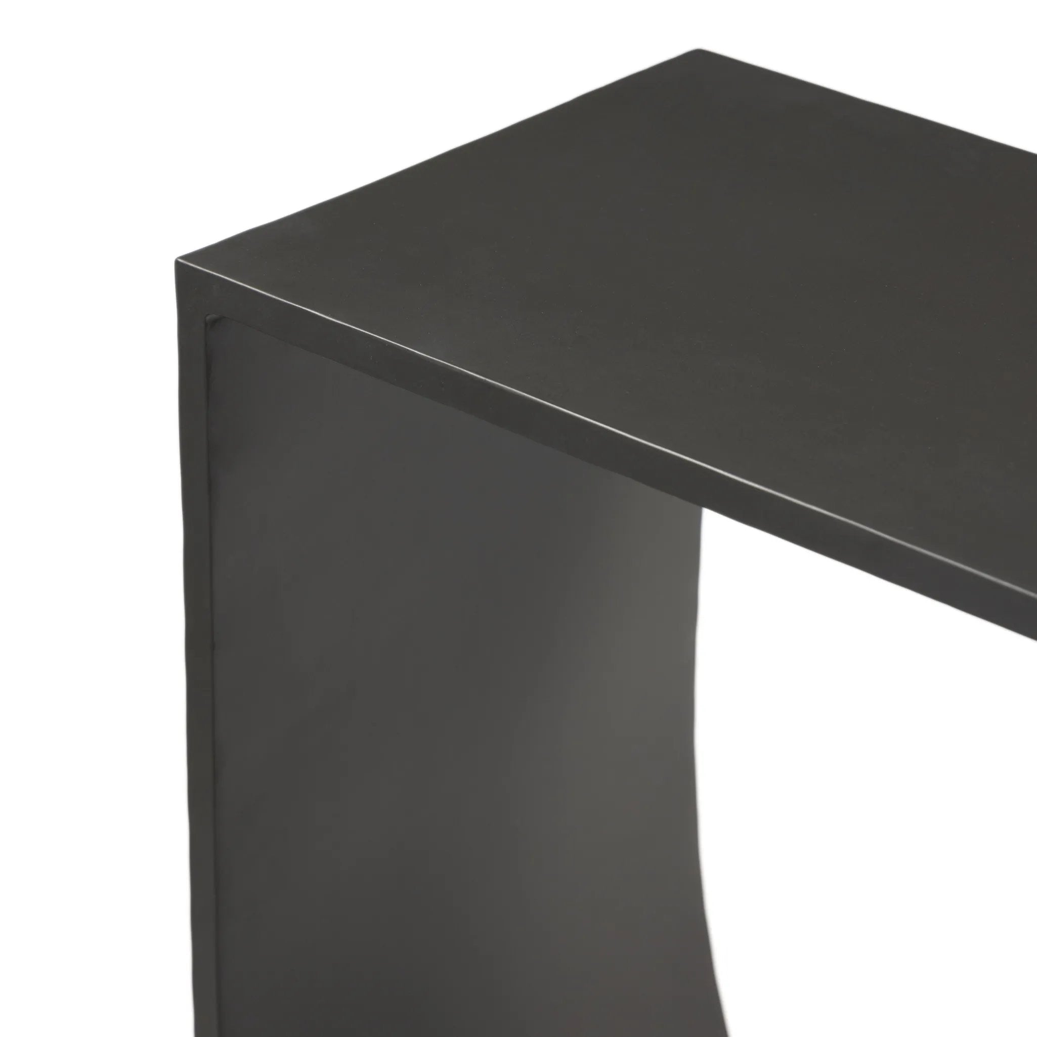 Simply structured and architectural, this outdoor firewood holder is constructed of an inverted arch of charcoal iron atop a minimalist split base foot. Cover or store indoors during inclement weather and when not in use Amethyst Home provides interior design, new home construction design consulting, vintage area rugs, and lighting in the Kansas City metro area.
