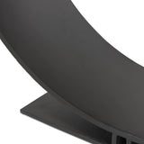 Simply structured and architectural, this outdoor firewood holder is constructed of an inverted arch of charcoal iron atop a minimalist split base foot. Cover or store indoors during inclement weather and when not in use Amethyst Home provides interior design, new home construction design consulting, vintage area rugs, and lighting in the Nashville metro area.