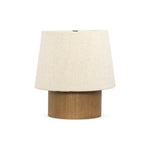 Featuring Kenoa Light Smoked Oak Veneer Table Lamp by Four Hands at Amethyst Home. Dramatic proportions and soft texture define this unique table lamp. Light, smoked oak shapes a cylinder base for an overscaled boucle shade, bringing a playful, monochromatic look to any space. Overall Dimensions: 15.50"w x 15.50"d x 17.00"h. Amethyst Home provides interior design, new home construction design consulting, vintage area rugs, and lighting in the Los Angeles metro area.