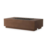 This outdoor fire table is a welcoming centerpiece designed for gathering. Made from glass-reinforced concrete, each piece is naturally finished with deep tones of pewter and dark grey. The monolithic shape is completed with lavastones in the center, bringing together a bold, monochromatic look. Amethyst Home provides interior design, new home construction design consulting, vintage area rugs, and lighting in the Miami metro area.