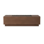 This outdoor fire table is a welcoming centerpiece designed for gathering. Made from glass-reinforced concrete, each piece is naturally finished with deep tones of pewter and dark grey. The monolithic shape is completed with lavastones in the center, bringing together a bold, monochromatic look. Amethyst Home provides interior design, new home construction design consulting, vintage area rugs, and lighting in the Newport Beach metro area.