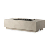 This outdoor fire table is a welcoming centerpiece designed for gathering. Made from glass-reinforced concrete, each piece is naturally finished with deep tones of pewter and dark grey. The monolithic shape is completed with lavastones in the center, bringing together a bold, monochromatic look. Amethyst Home provides interior design, new home construction design consulting, vintage area rugs, and lighting in the Winter Garden metro area.