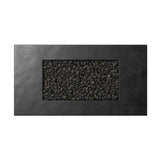This outdoor fire table is a welcoming centerpiece designed for gathering. Made from glass-reinforced concrete, each piece is naturally finished with deep tones of charcoal. The monolithic shape is completed with lavastones in the center, bringing together a bold, monochromatic look. Amethyst Home provides interior design, new home construction design consulting, vintage area rugs, and lighting in the Scottsdale metro area.