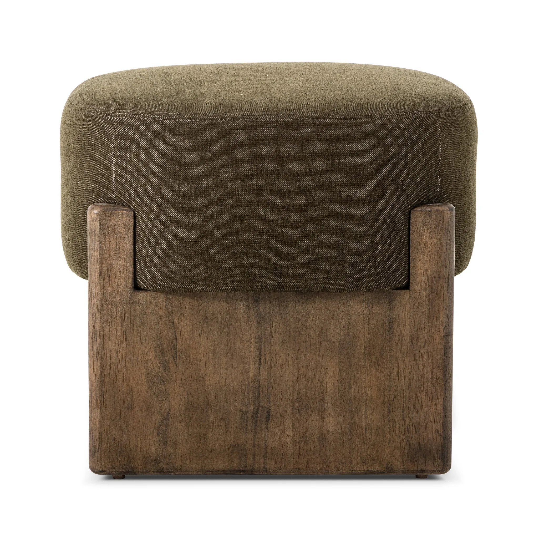 Featuring Kirby Sutton Olive Accent Stool by Four Hands at Amethyst Home. Style this vintage-inspired accent stool just about anywhere. A cradle base of wire-brushed parawood supports olive high-performance fabric. Performance fabrics are specially created to withstand spills, stains, high traffic and wear, ensuring long-term comfort and unmatched durabil. Amethyst Home provides interior design, new home construction design consulting, vintage area rugs, and lighting in the Kansas City metro area.