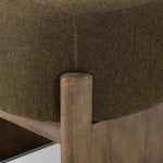 Featuring Kirby Sutton Olive Accent Stool by Four Hands at Amethyst Home. Style this vintage-inspired accent stool just about anywhere. A cradle base of wire-brushed parawood supports olive high-performance fabric. Performance fabrics are specially created to withstand spills, stains, high traffic and wear, ensuring long-term comfort and unmatched durability.Ov. Amethyst Home provides interior design, new home construction design consulting, vintage area rugs, and lighting in the Tampa metro area.