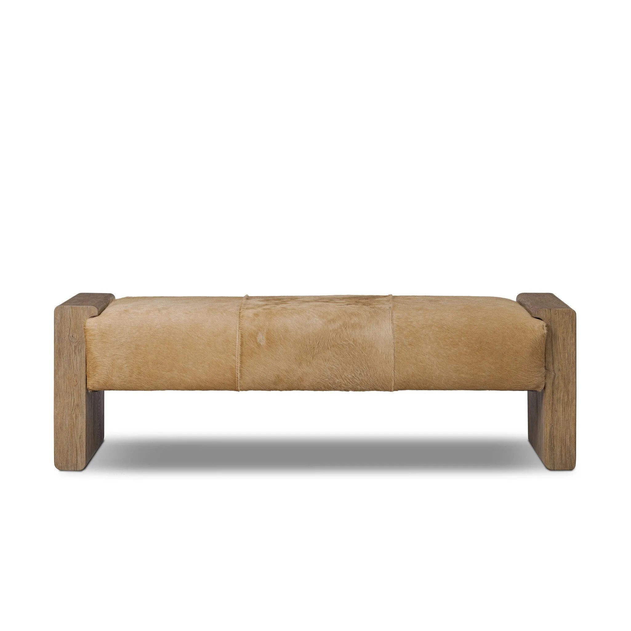 Make your space stand out with a unique accent bench of solid oak and hair on hide. Reflective of hides' one-of-a-kind nature, a variance in coloring, pattern and hair length is to be expected Amethyst Home provides interior design, new home construction design consulting, vintage area rugs, and lighting in the Boston metro area.