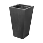 Cast black concrete forms a monolithic planter for use indoors and out. Cover or store indoors during inclement weather and when not in use Amethyst Home provides interior design, new home construction design consulting, vintage area rugs, and lighting in the Los Angeles metro area.
