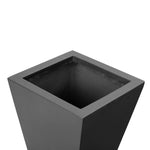 Cast black concrete forms a monolithic planter for use indoors and out. Cover or store indoors during inclement weather and when not in use Amethyst Home provides interior design, new home construction design consulting, vintage area rugs, and lighting in the Park City metro area.