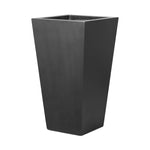 Cast black concrete forms a monolithic planter for use indoors and out. Cover or store indoors during inclement weather and when not in use Amethyst Home provides interior design, new home construction design consulting, vintage area rugs, and lighting in the Portland metro area.
