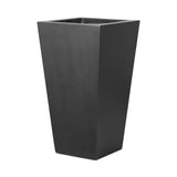 Cast black concrete forms a monolithic planter for use indoors and out. Cover or store indoors during inclement weather and when not in use Amethyst Home provides interior design, new home construction design consulting, vintage area rugs, and lighting in the Portland metro area.