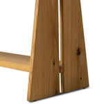 Style this versatile bench just about anywhere. A light, toasted oak frame shapes tapered paddle legs, with relief and split-leg detailing for a design-forward look. A thin layer of brown top-grain leather brings warmth and comfort to the whole look. Amethyst Home provides interior design, new home construction design consulting, vintage area rugs, and lighting in the Park City metro area.