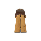 Style this versatile bench just about anywhere. A light, toasted oak frame shapes tapered paddle legs, with relief and split-leg detailing for a design-forward look. A thin layer of brown top-grain leather brings warmth and comfort to the whole look. Amethyst Home provides interior design, new home construction design consulting, vintage area rugs, and lighting in the Washington metro area.