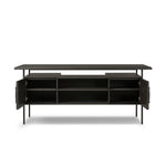 Featuring Lauren Charcoal Oak Resawn Veneer Desk by Four Hands at Amethyst Home. Made from resawn oak and oak veneer, a legal-style desk offers major storage with dual cabinetry, including file storage for legal and letter-size documents. A floating top and iron legs keep the look modern and light. This piece is designed in collaboration with Thomas Bin. Amethyst Home provides interior design, new home construction design consulting, vintage area rugs, and lighting in the Newport Beach metro area.