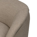 Low in profile with tight, impeccable tailoring, a 360-degree swivel chair is upholstered in a neutral performance fabric that works into a range of spaces and styles with ease. Foam cushioning and S-spring suspension ensures comfort. Amethyst Home provides interior design, new home construction design consulting, vintage area rugs, and lighting in the Kansas City metro area.