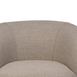 Low in profile with tight, impeccable tailoring, a 360-degree swivel chair is upholstered in a neutral performance fabric that works into a range of spaces and styles with ease. Foam cushioning and S-spring suspension ensures comfort. Amethyst Home provides interior design, new home construction design consulting, vintage area rugs, and lighting in the Newport Beach metro area.