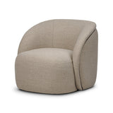 Low in profile with tight, impeccable tailoring, a 360-degree swivel chair is upholstered in a neutral performance fabric that works into a range of spaces and styles with ease. Foam cushioning and S-spring suspension ensures comfort. Amethyst Home provides interior design, new home construction design consulting, vintage area rugs, and lighting in the Omaha metro area.