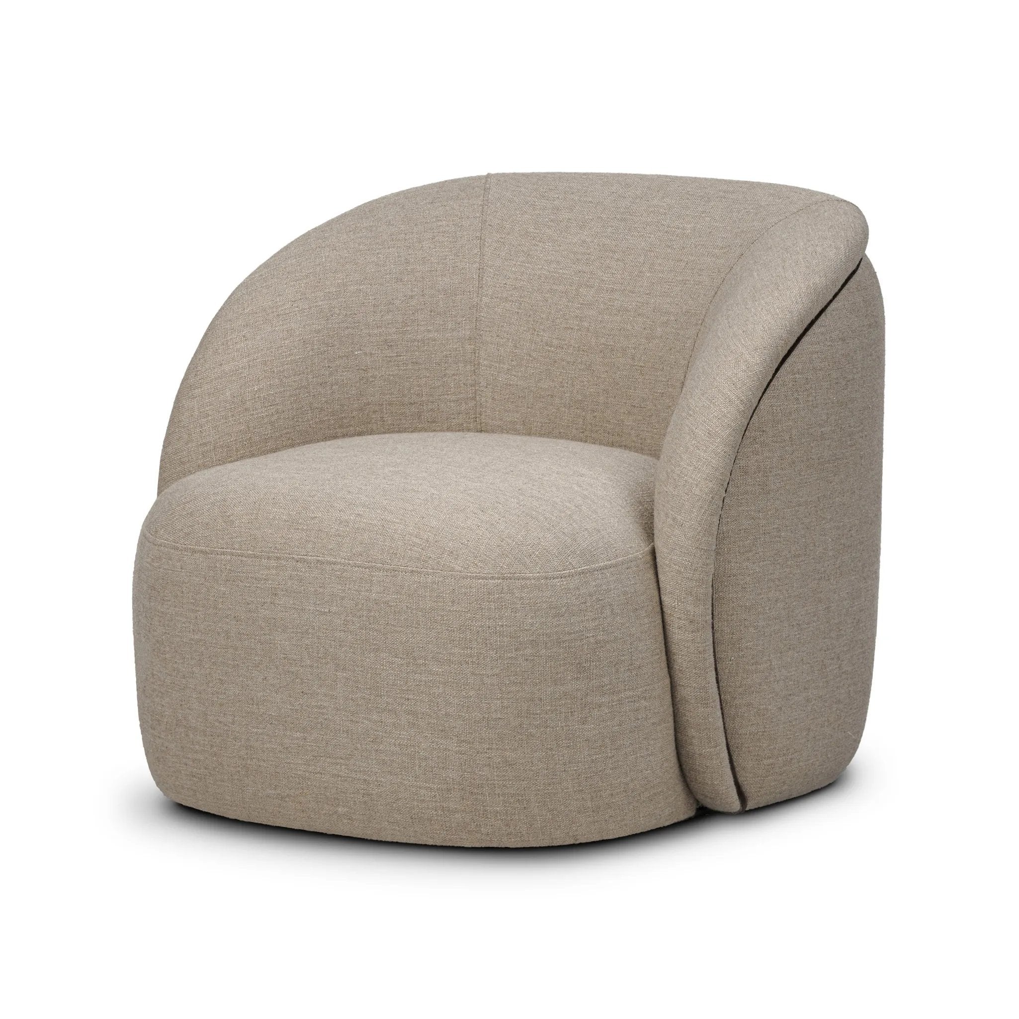 Low in profile with tight, impeccable tailoring, a 360-degree swivel chair is upholstered in a neutral performance fabric that works into a range of spaces and styles with ease. Foam cushioning and S-spring suspension ensures comfort. Amethyst Home provides interior design, new home construction design consulting, vintage area rugs, and lighting in the Omaha metro area.