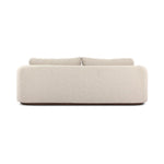 Featuring Lavine Alessi Buff Outdoor Sofa 94" by Four Hands at Amethyst Home. Settle into comfort outdoors. An inviting outdoor sofa features a rounded, inflated silhouette crafted from solid FSC®-certified teak. Finished in high-performance upholstery, with welcoming wide arms and loose back cushions for easy lounging. Cover or store indoors during inclement. Amethyst Home provides interior design, new home construction design consulting, vintage area rugs, and lighting in the Houston metro area.