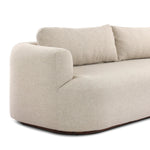 Featuring Lavine Alessi Buff Outdoor Sofa 94" by Four Hands at Amethyst Home. Settle into comfort outdoors. An inviting outdoor sofa features a rounded, inflated silhouette crafted from solid FSC®-certified teak. Finished in high-performance upholstery, with welcoming wide arms and loose back cushions for easy lounging. Cover or store indoors during inclemen. Amethyst Home provides interior design, new home construction design consulting, vintage area rugs, and lighting in the Monterey metro area.