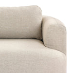Featuring Lavine Alessi Buff Outdoor Sofa 94" by Four Hands at Amethyst Home. Settle into comfort outdoors. An inviting outdoor sofa features a rounded, inflated silhouette crafted from solid FSC®-certified teak. Finished in high-performance upholstery, with welcoming wide arms and loose back cushions for easy lounging. Cover or store indoors during incleme. Amethyst Home provides interior design, new home construction design consulting, vintage area rugs, and lighting in the Nashville metro area.
