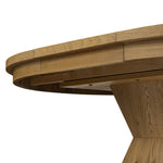 Featuring Leif Aged Natural Oak Veneer 60" Round Extension Dining Table by Four Hands at Amethyst Home. Inspired by European antiques, an extension dining table blends traditional and transitional design elements for a timeless look. A tapered, squared-off base supports a top that extends from a circle to an oval with a 20" leaf, accommodating up to 8 gue. Amethyst Home provides interior design, new home construction design consulting, vintage area rugs, and lighting in the Kansas City metro area.