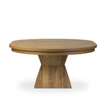 Featuring Leif Aged Natural Oak Veneer 60" Round Extension Dining Table by Four Hands at Amethyst Home. Inspired by European antiques, an extension dining table blends traditional and transitional design elements for a timeless look. A tapered, squared-off base supports a top that extends from a circle to an oval with a 20" leaf, accommodating up to 8 gues. Amethyst Home provides interior design, new home construction design consulting, vintage area rugs, and lighting in the Washington metro area.