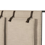 Featuring Leigh Palm Ecru Canopy Bed by Four Hands at Amethyst Home. Safari styling gets refreshed with modern-minded high-performance fabric. Leather straps secure decorative suspended headboard pillows. Box spring required. This bed is not compatible with an adjustable mattress.KingOverall Dimensions: 80.75"w x 84.75"d x 82.25"hWeight: 212.74 lbsQueenOver. Amethyst Home provides interior design, new home construction design consulting, vintage area rugs, and lighting in the San Diego metro area.