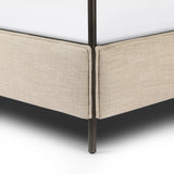 Featuring Leigh Palm Ecru Canopy Bed by Four Hands at Amethyst Home. Safari styling gets refreshed with modern-minded high-performance fabric. Leather straps secure decorative suspended headboard pillows. Box spring required. This bed is not compatible with an adjustable mattress.KingOverall Dimensions: 80.75"w x 84.75"d x 82.25"hWeight: 212.74 lbsQueenOve. Amethyst Home provides interior design, new home construction design consulting, vintage area rugs, and lighting in the Scottsdale metro area.
