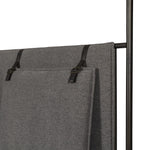 Featuring Leigh San Remo Ash Canopy Bed by Four Hands at Amethyst Home. Safari styling gets refreshed with ash grey fabric and leather straps that secure decorative suspended headboard pillows. Box spring required. This bed is not compatible with an adjustable mattress.KingOverall Dimensions: 80.75"w x 84.75"d x 82.25"hWeight: 212.74 lbsQueenOverall Dimensions. Amethyst Home provides interior design, new home construction design consulting, vintage area rugs, and lighting in the Boston metro area.