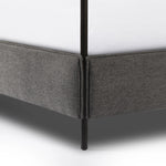 Featuring Leigh San Remo Ash Canopy Bed by Four Hands at Amethyst Home. Safari styling gets refreshed with ash grey fabric and leather straps that secure decorative suspended headboard pillows. Box spring required. This bed is not compatible with an adjustable mattress.KingOverall Dimensions: 80.75"w x 84.75"d x 82.25"hWeight: 212.74 lbsQueenOverall Dimen. Amethyst Home provides interior design, new home construction design consulting, vintage area rugs, and lighting in the Los Angeles metro area.