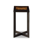 Featuring Lennie Amber Cast Glass Cast Glass End Table by Four Hands at Amethyst Home. An airy, angular base of charcoal-burnished iron supports a squared tabletop of amber cast glass, perfectly sized to keep your drink or book within reach.Overall Dimensions: 12.50"w x 12.50"d x 22.00"hWeight : 36.38 lbsMaterials : Cast Glass, Iron. Amethyst Home provides interior design, new home construction design consulting, vintage area rugs, and lighting in the Omaha metro area.