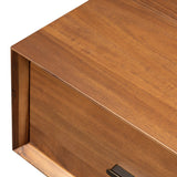 Add subtle statement to your bedside with architectural modern monolith-style nightstand. An exaggerated solid acacia pedestal elevates a matching case, while an iron handle in an aged bronze finish completes the look.As fans of wabi sabi style at Amethyst, we love the designer inspired Lilas Nightstand - Saddle Tan Veneer. Amethyst Home provides interior design, new home construction design consulting, vintage area rugs, and lighting in the Alpharetta metro area.