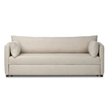 Featuring Lincoln Savoy Parchment Sleeper Sofa by Four Hands at Amethyst Home. This cleverly designed sleeper sofa hides a Queen-sized sleeping surface within its modern silhouette. With a simple roll-out and counterbalanced mechanism, it effortlessly transforms into a bed, making it a space-saving solution with hidden functionality. When unfolded, the cush. Amethyst Home provides interior design, new home construction design consulting, vintage area rugs, and lighting in the Nashville metro area.