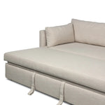 Featuring Lincoln Savoy Parchment Sleeper Sofa by Four Hands at Amethyst Home. This cleverly designed sleeper sofa hides a Queen-sized sleeping surface within its modern silhouette. With a simple roll-out and counterbalanced mechanism, it effortlessly transforms into a bed, making it a space-saving solution with hidden functionality. When unfolded, the cushions. Amethyst Home provides interior design, new home construction design consulting, vintage area rugs, and lighting in the Omaha metro area.