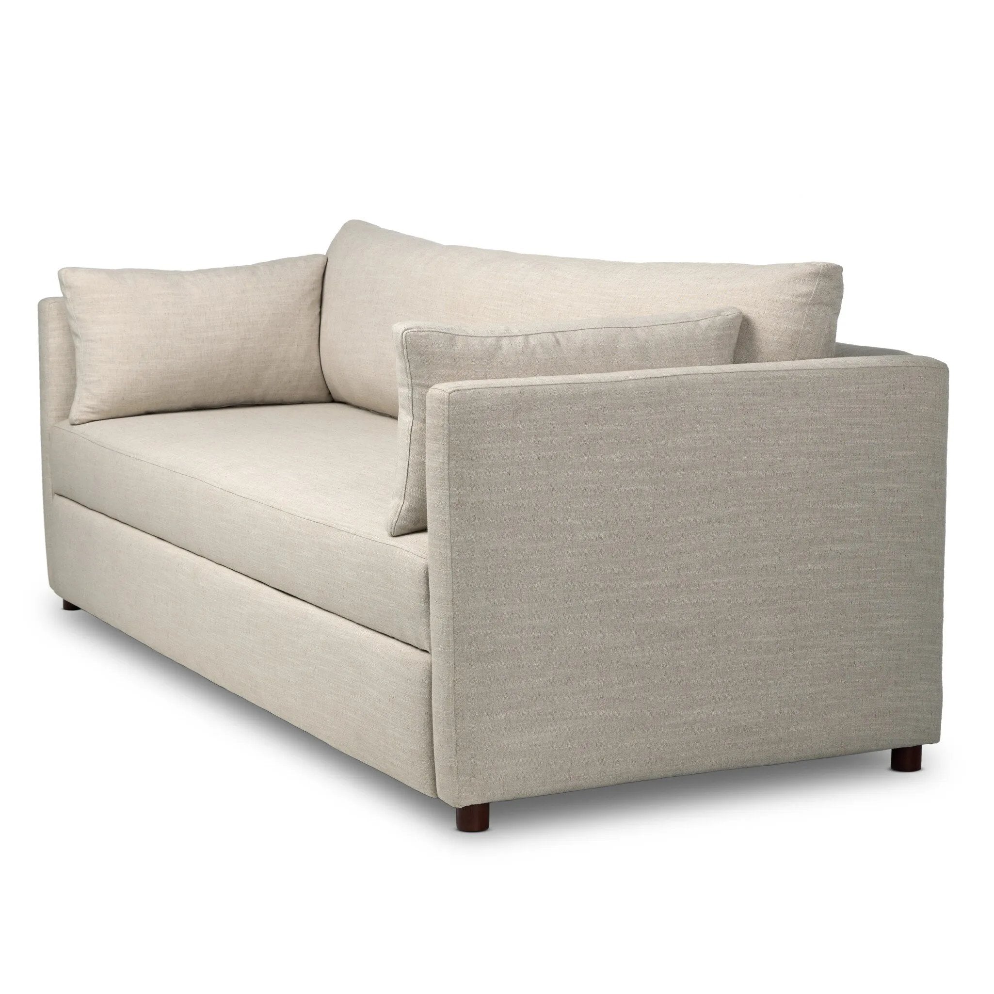 Featuring Lincoln Savoy Parchment Sleeper Sofa by Four Hands at Amethyst Home. This cleverly designed sleeper sofa hides a Queen-sized sleeping surface within its modern silhouette. With a simple roll-out and counterbalanced mechanism, it effortlessly transforms into a bed, making it a space-saving solution with hidden functionality. When unfolded, the cush. Amethyst Home provides interior design, new home construction design consulting, vintage area rugs, and lighting in the Park City metro area.