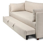 Featuring Lincoln Savoy Parchment Sleeper Sofa by Four Hands at Amethyst Home. This cleverly designed sleeper sofa hides a Queen-sized sleeping surface within its modern silhouette. With a simple roll-out and counterbalanced mechanism, it effortlessly transforms into a bed, making it a space-saving solution with hidden functionality. When unfolded, the cus. Amethyst Home provides interior design, new home construction design consulting, vintage area rugs, and lighting in the Scottsdale metro area.