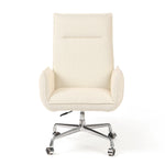 Featuring Lionel Kerbey Ivory Desk Chair by Four Hands at Amethyst Home. Wrapped in buttery-soft ivory top-grain leather, this structured, high-back chair is designed for comfort and style. Stainless steel casters and a 360-degree swivel for ease in the modern workspace.Overall Dimensions: 27.25"w x 29.00"d x 44.00"hWeight : 38.43 lbsMaterials: 96% Polyeste. Amethyst Home provides interior design, new home construction design consulting, vintage area rugs, and lighting in the Charlotte metro area.