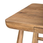 Featuring Lorik Caramel Rubberwood Desk by Four Hands at Amethyst Home. Wabi Sabi-inspired and designed with a clean, bold shape. This rustic desk features a modernized shape crafted from caramel-finished wood. Designed with cylindrical legs that are both angled and tapered for added movement. Built-in, hidden pencil drawers keep the focus on the natural g. Amethyst Home provides interior design, new home construction design consulting, vintage area rugs, and lighting in the Alpharetta metro area.
