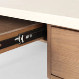 Featuring Lorna Amber Ash Veneer Desk by Four Hands at Amethyst Home. Set a light tone for your workspace with a material-driven desk of cream marble and amber ash. A clean, streamlined design with tapered cylinder legs and side drawers.Overall Dimensions: 70.00"w x 26.75"d x 30.00"hWeight : 208.33 lbsMaterials: Ash Veneer, Solid Ash, Solid Marble. Amethyst Home provides interior design, new home construction design consulting, vintage area rugs, and lighting in the Omaha metro area.