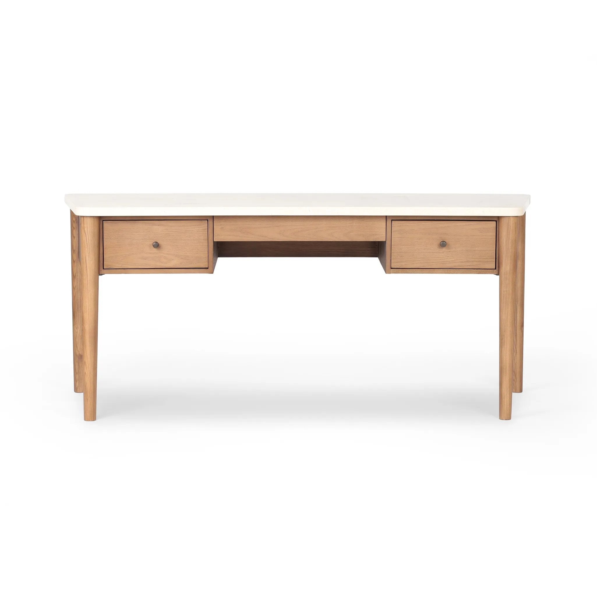 Featuring Lorna Amber Ash Veneer Desk by Four Hands at Amethyst Home. Set a light tone for your workspace with a material-driven desk of cream marble and amber ash. A clean, streamlined design with tapered cylinder legs and side drawers.Overall Dimensions: 70.00"w x 26.75"d x 30.00"hWeight : 208.33 lbsMaterials: Ash Veneer, Solid Ash, Solid Marble. Amethyst Home provides interior design, new home construction design consulting, vintage area rugs, and lighting in the Park City metro area.