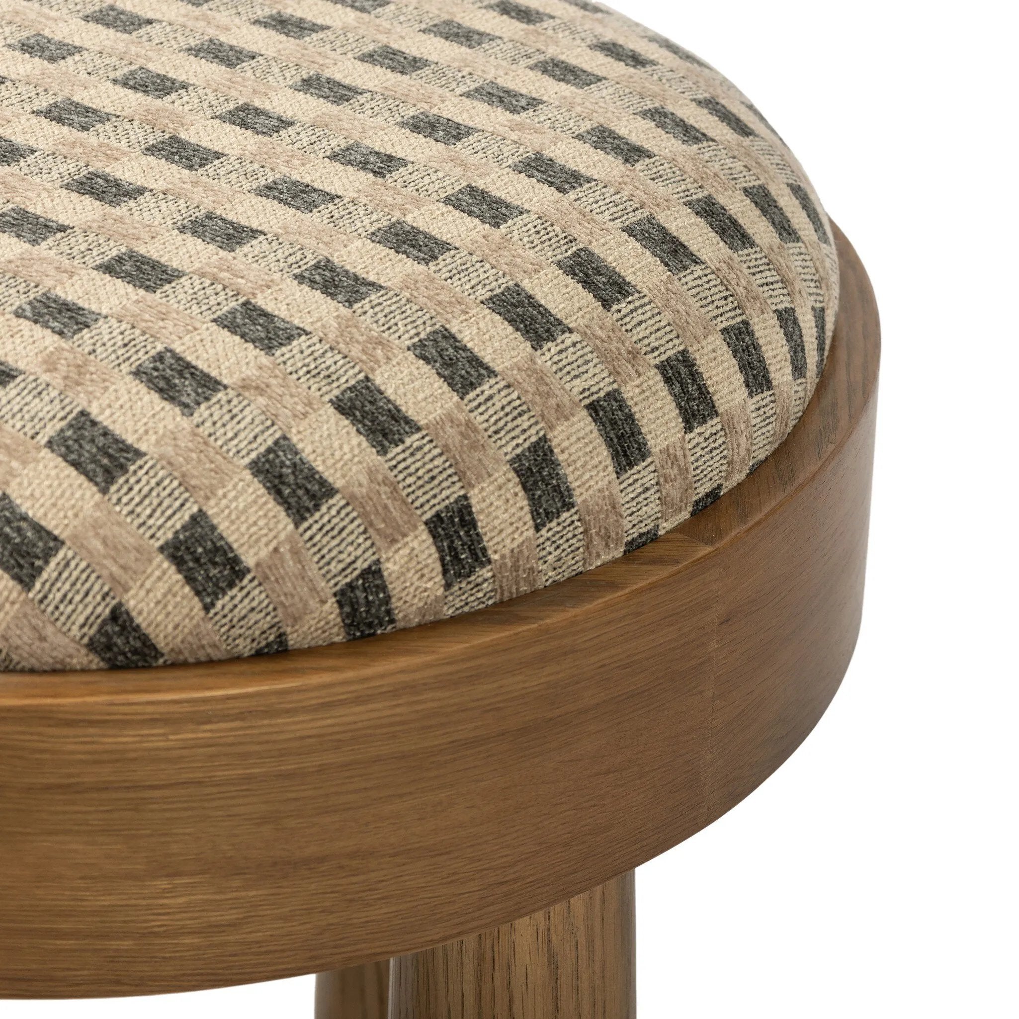 A simple, charming stool with an oak wood veneer finish and velvety upholstered seat. Tapered legs add subtle character.As enthusiasts of wabi sabi aesthetics at Amethyst, we love the nature inspired Louise Accent Stool - Firefinch Fawn. This item pairs well with other brands such as Loloi Rugs and is perfect for loft homes Amethyst Home provides interior design, new home construction design consulting, vintage area rugs, and lighting in the Monterey metro area.