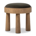 A simple, charming stool with an oak wood veneer finish and velvety upholstered seat. Tapered legs add subtle character.As fans of wabi sabi materials at Amethyst, we love the warm modern inspired Louise Accent Stool - Modern Velvet Loden. This item pairs well with other brands such as Surya and is perfect for coastal homes Amethyst Home provides interior design, new home construction design consulting, vintage area rugs, and lighting in the San Diego metro area.