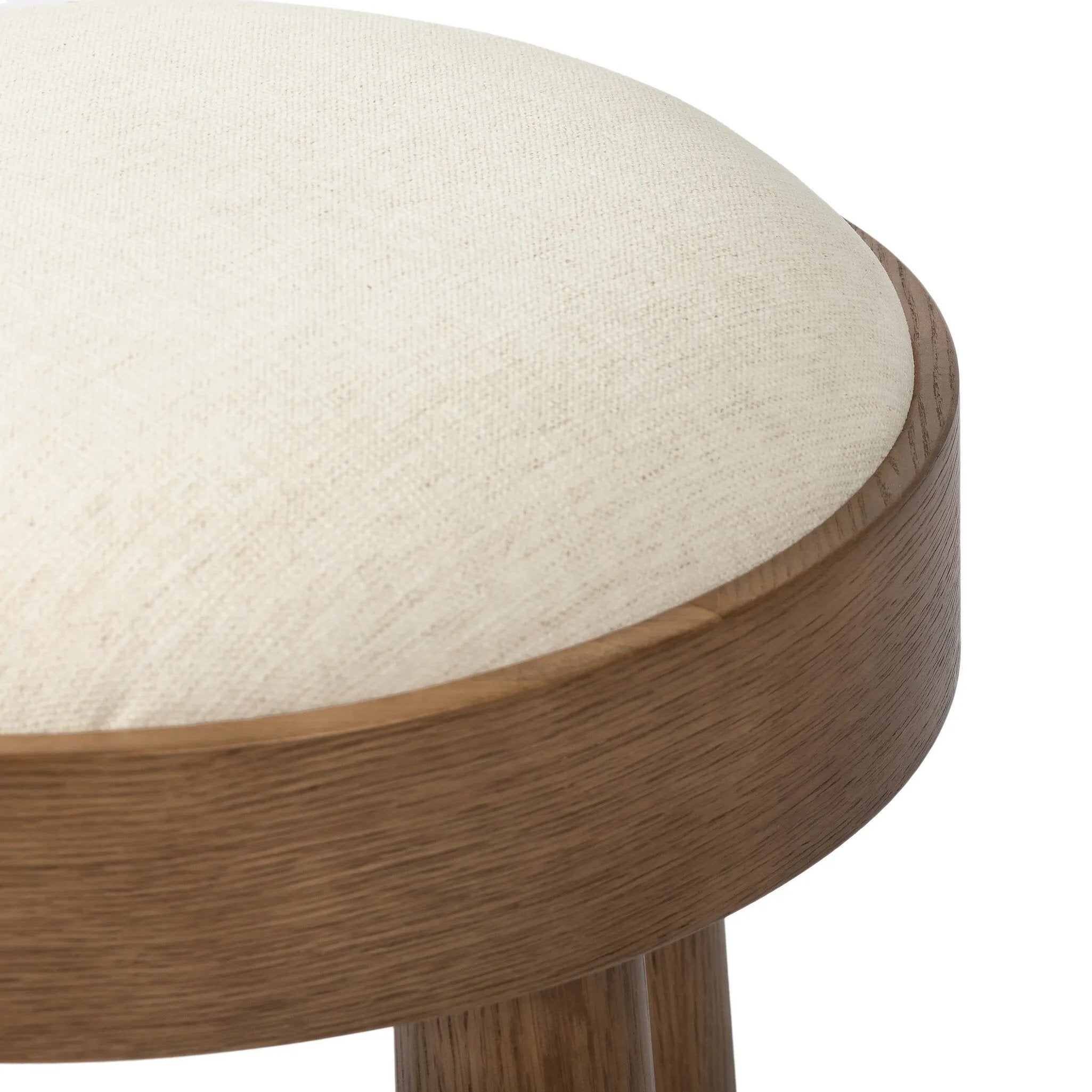 A simple, charming stool with an oak wood veneer finish and upholstered seat. Tapered legs add subtle character.As enthusiasts of natural design at Amethyst, we love the designer inspired Louise Accent Stool - Nomad Snow - Crypton Nomad Snow. This item pairs well with other brands such as Verellen and is perfect for modern homes Amethyst Home provides interior design, new home construction design consulting, vintage area rugs, and lighting in the Nashville metro area.