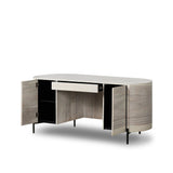 Featuring Lunas Bleached Guanacaste Executive Desk by Four Hands at Amethyst Home. With soft, fluid shaping, bleached Guanacaste forms a sculpted silhouette, with natural high and lows. Dual push-latch doors and interior shelving offer ample storage space. A fully finished front and back offer the option for float styling within a room.Overall Dimensions: . Amethyst Home provides interior design, new home construction design consulting, vintage area rugs, and lighting in the Scottsdale metro area.