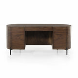 Featuring Lunas Caramel Guanacaste Executive Desk by Four Hands at Amethyst Home. With soft, fluid shaping, caramel-colored Guanacaste forms a beautifully sculpted silhouette, with natural high and lowlights coursing the entirety of this unique executive desk. Dual push-latch doors plus interior shelving offer ample storage space, while a fully finished fr. Amethyst Home provides interior design, new home construction design consulting, vintage area rugs, and lighting in the Washington metro area.
