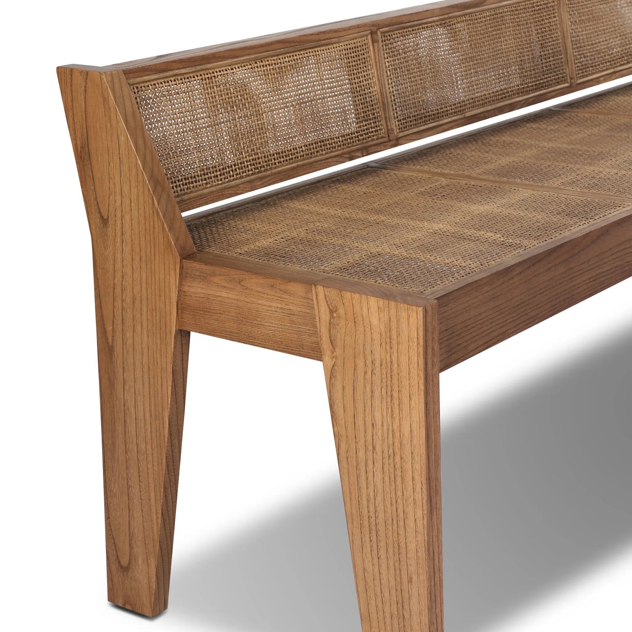 A fresh take on late designer Pierre Jeanneret's iconic seating styles. Our design updates the classic look with a coastal feel, pairing woven cane seating with toasted sungkai frame.As lovers of clean design at Amethyst, we love the nature inspired Lutz Accent Bench - Toasted Sungkai. Amethyst Home provides interior design, new home construction design consulting, vintage area rugs, and lighting in the Scottsdale metro area.